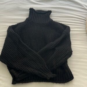 Black turtleneck knit sweater